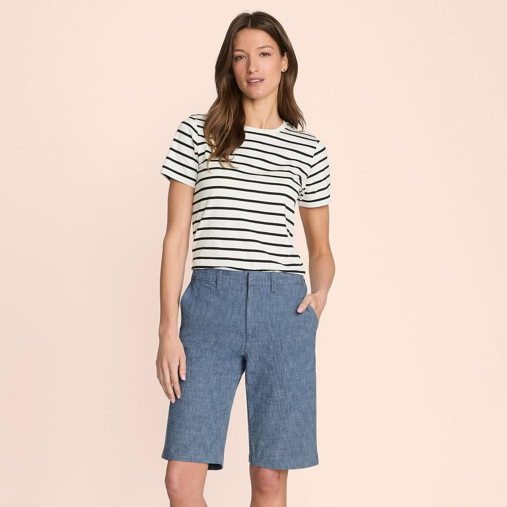 lands end Lands' End Women's Chambray Bermuda Shorts in Blue - 2