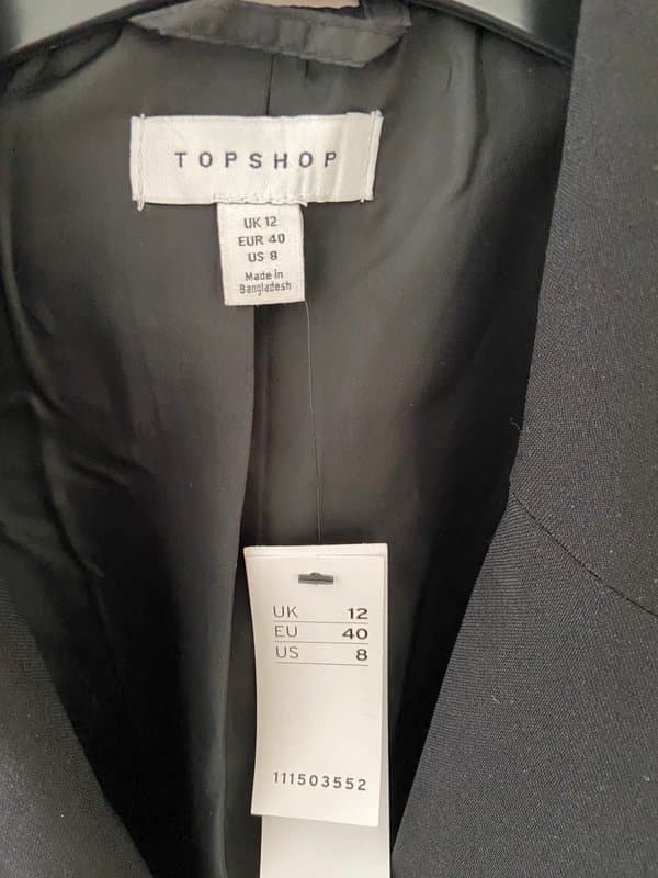 Topshop Women’s Black Blazer size 12