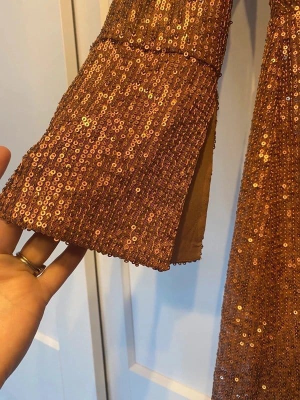 ASOS Bronze Sequin V-Neck Mini Dress