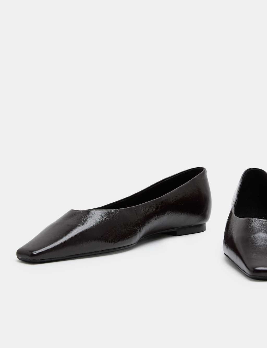 Marks & Spencer M&S Leather Chisel Toe Ballet Pumps Wine - 1