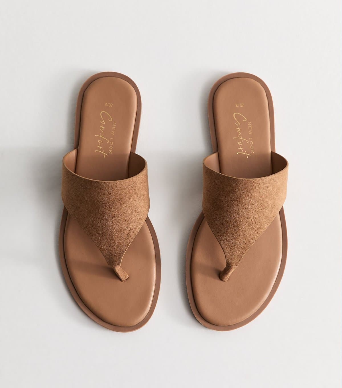 New Look New Look Tan Faux Suede Wide Toe Strap Flat Sandals