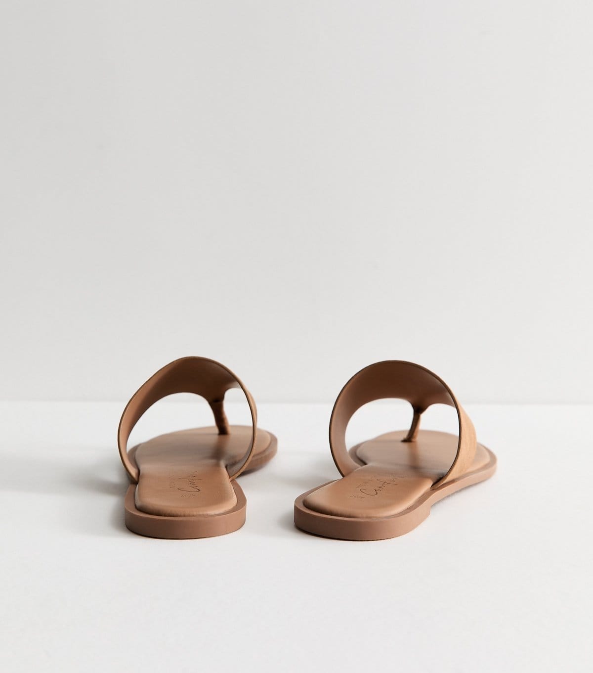 New Look Women's Tan Faux Suede Wide Toe Strap Flat Sandals Vegan New Look - 4