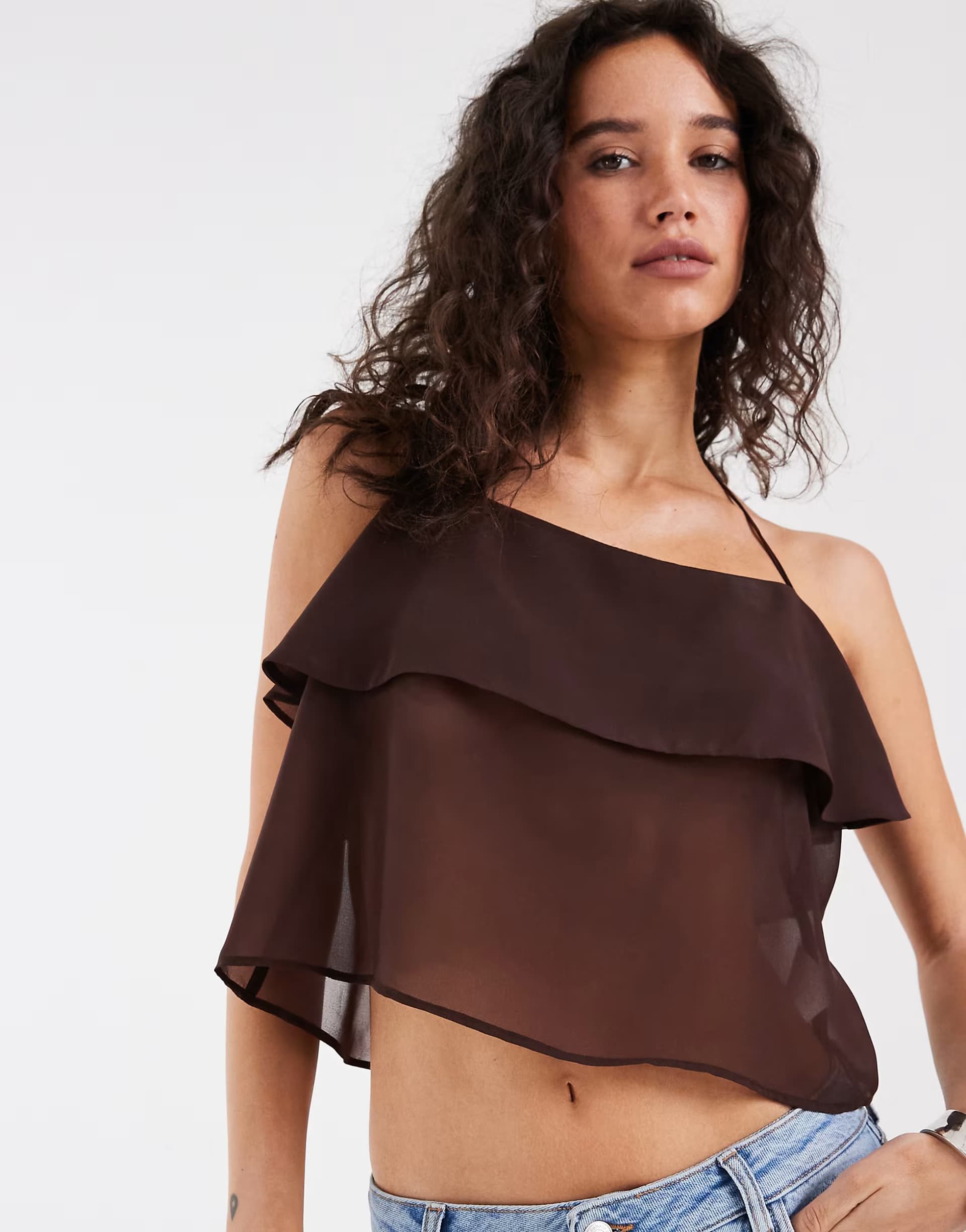 ASOS ASOS DESIGN chiffon double layer halter top in co ord