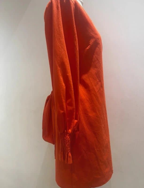 Never Fully Dressed Never Fully Dressed dull orange gathered sleeves wrap dress UK M new w tag