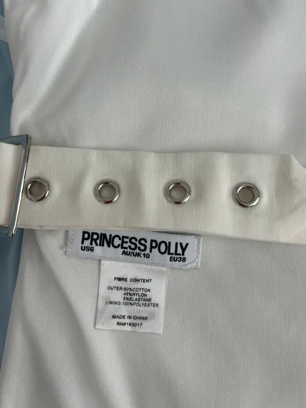 Princess Polly Princess Polly white buckle one shoulder strap top