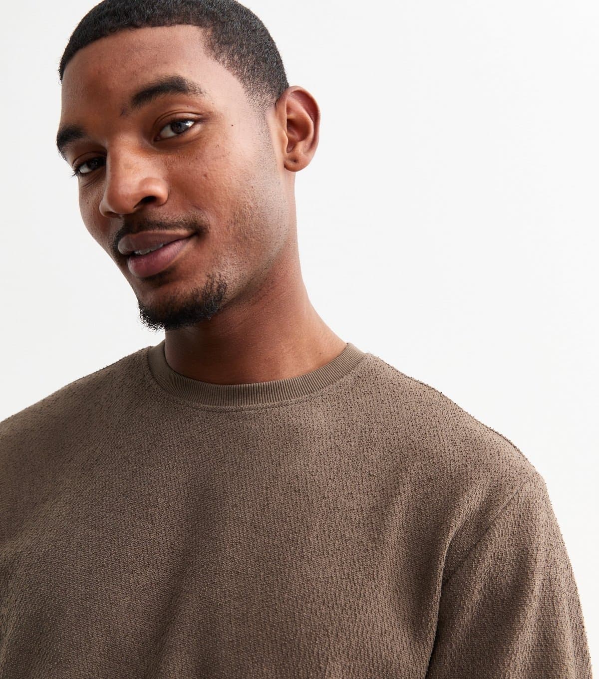 Only and Sons Only & Sons Brown Textured Cotton Blend Long Sleeve T-Shirt