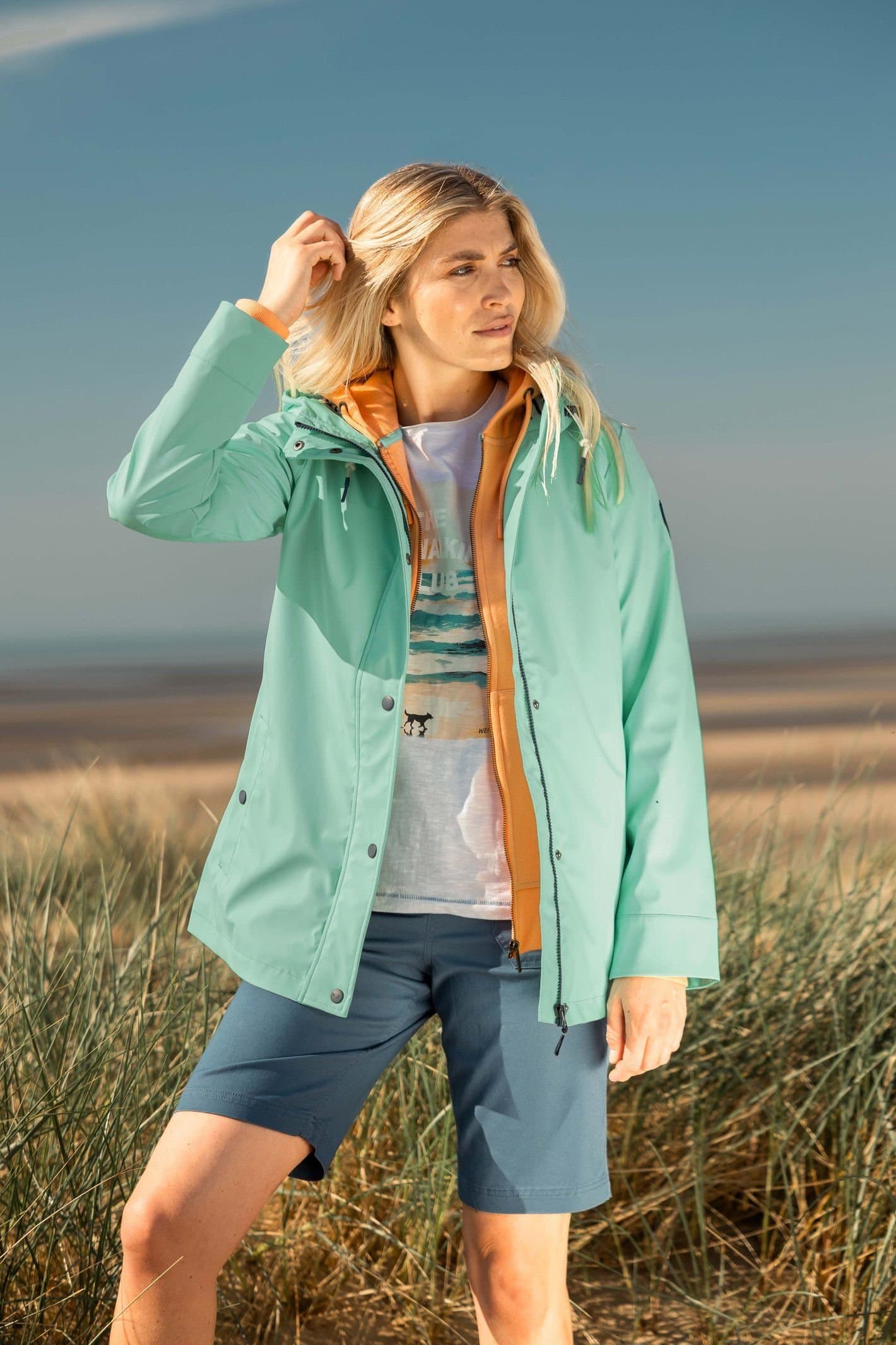 Weird Fish Weird Fish Women's Faros Waterproof Rain Jacket in Light Green