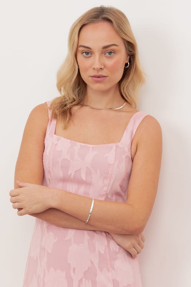 Anaya with Love Anaya with Love Women's Floral Burnout Square Neck Tiered Midaxi Dress in Light Pink - 3
