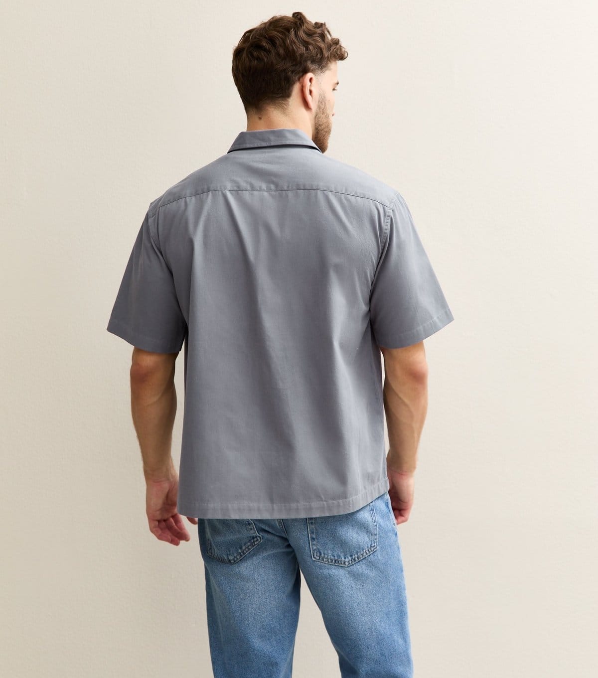 New Look Men's Mid Grey Boxy Double Pocket Short Sleeve Shirt New Look - 4