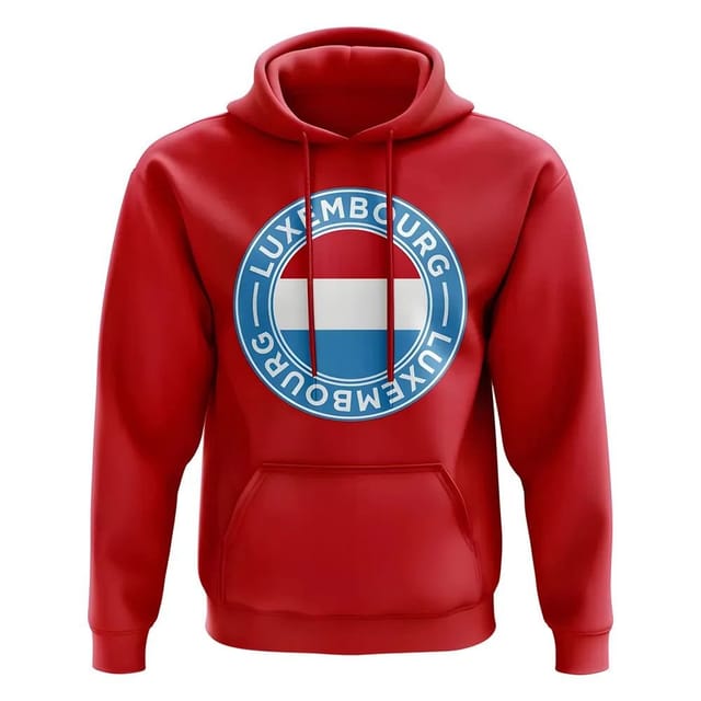 Luxembourg Luxembourg Men's Personalised Football Badge Hoodie in Red - 2