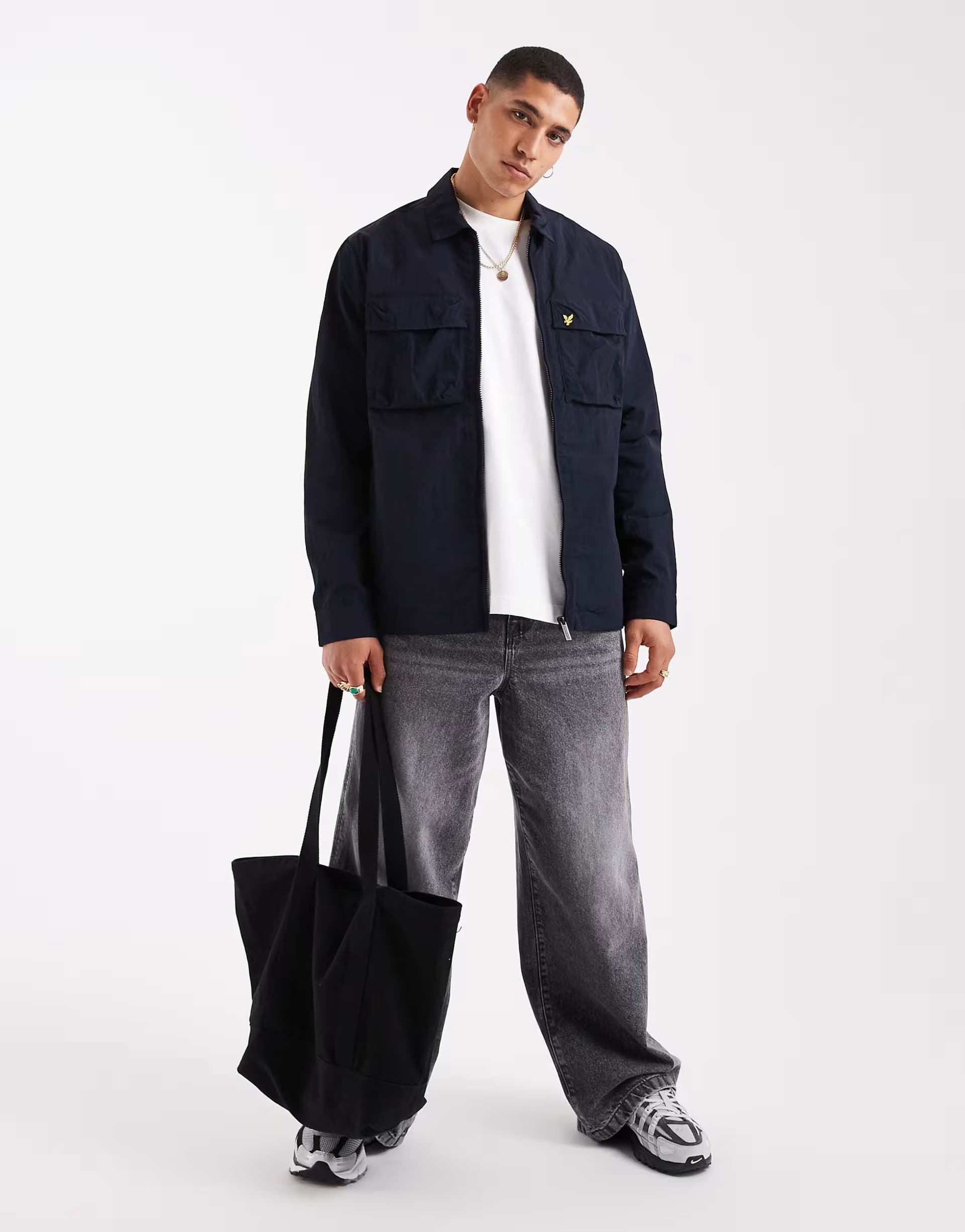 ASOS Lyle & Scott Ls woven shirts ventilated overshirt in z271 dark navy