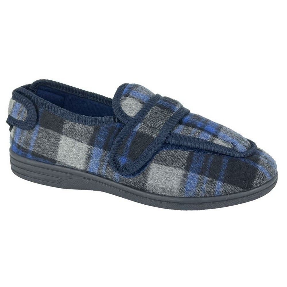 Zedzzz Zedzzz Men's Peter Checked Slippers in Navy