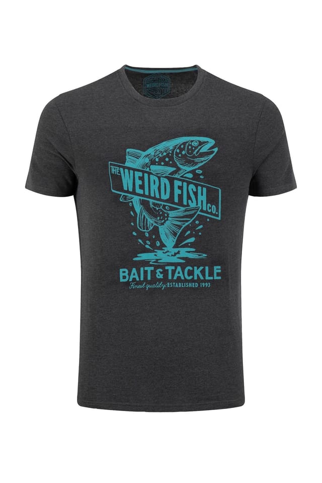 Weird Fish Weird Fish Men's Leaping Fish Front Print Graphic T-Shirt in Charcoal - 2