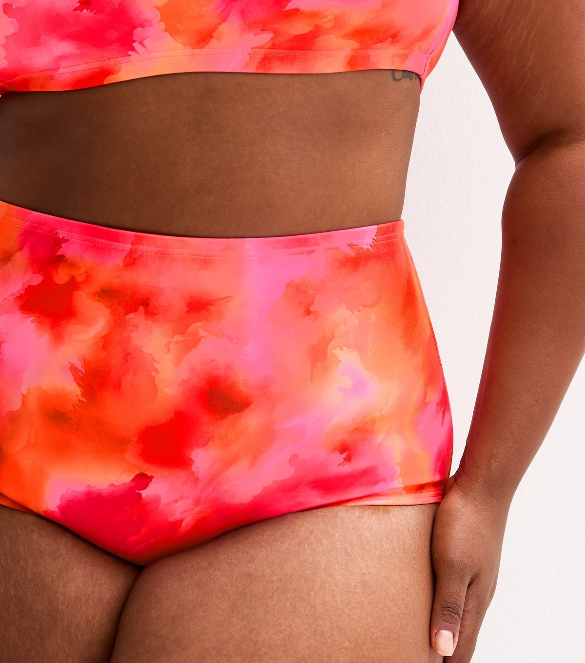 New Look Women's Plus Size Pink Floral Print High Waisted Bikini Bottoms Curves New Look - 2