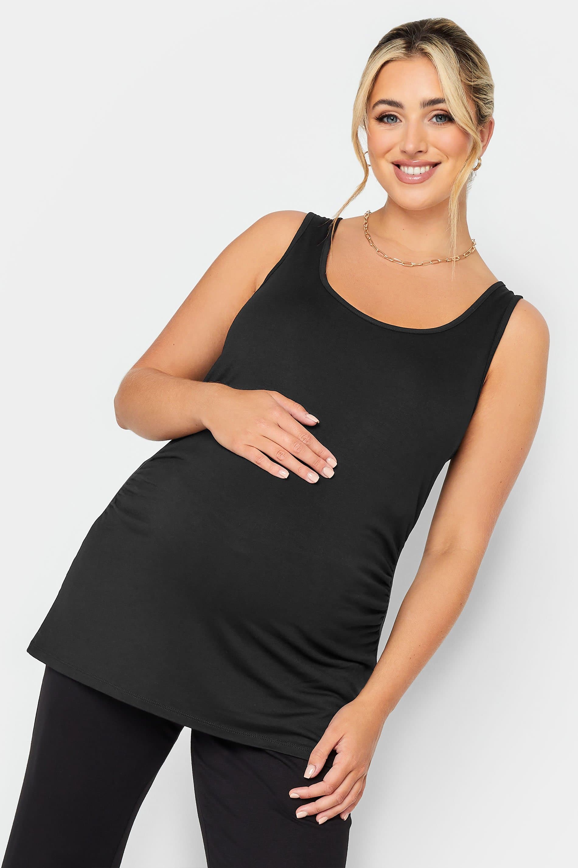 Bump It Up Maternity Plus Size Curve Black Bralette Support Vest Top