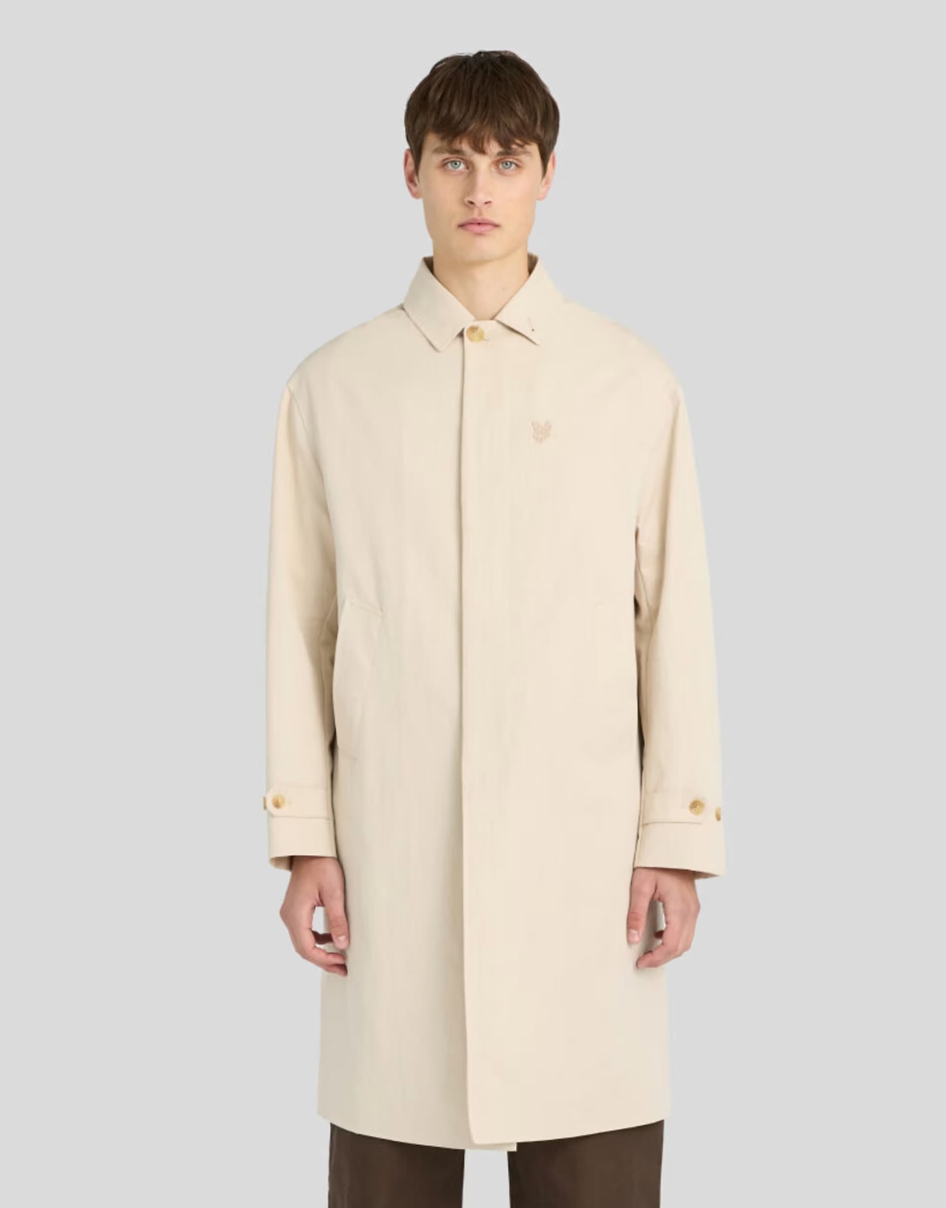 ASOS Lyle & Scott Mid jackets nylon cotton car coat in w668 stone dusk