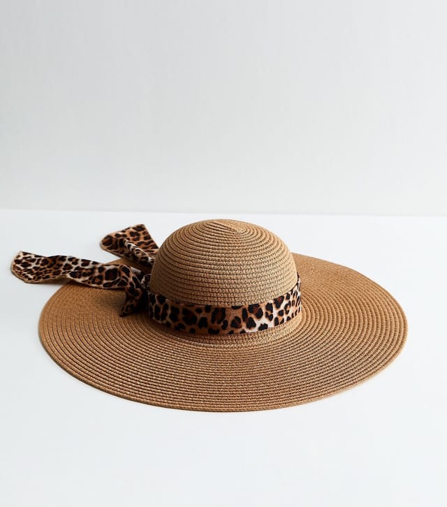New Look Tan Straw Leopard Trim Hat New Look - 2