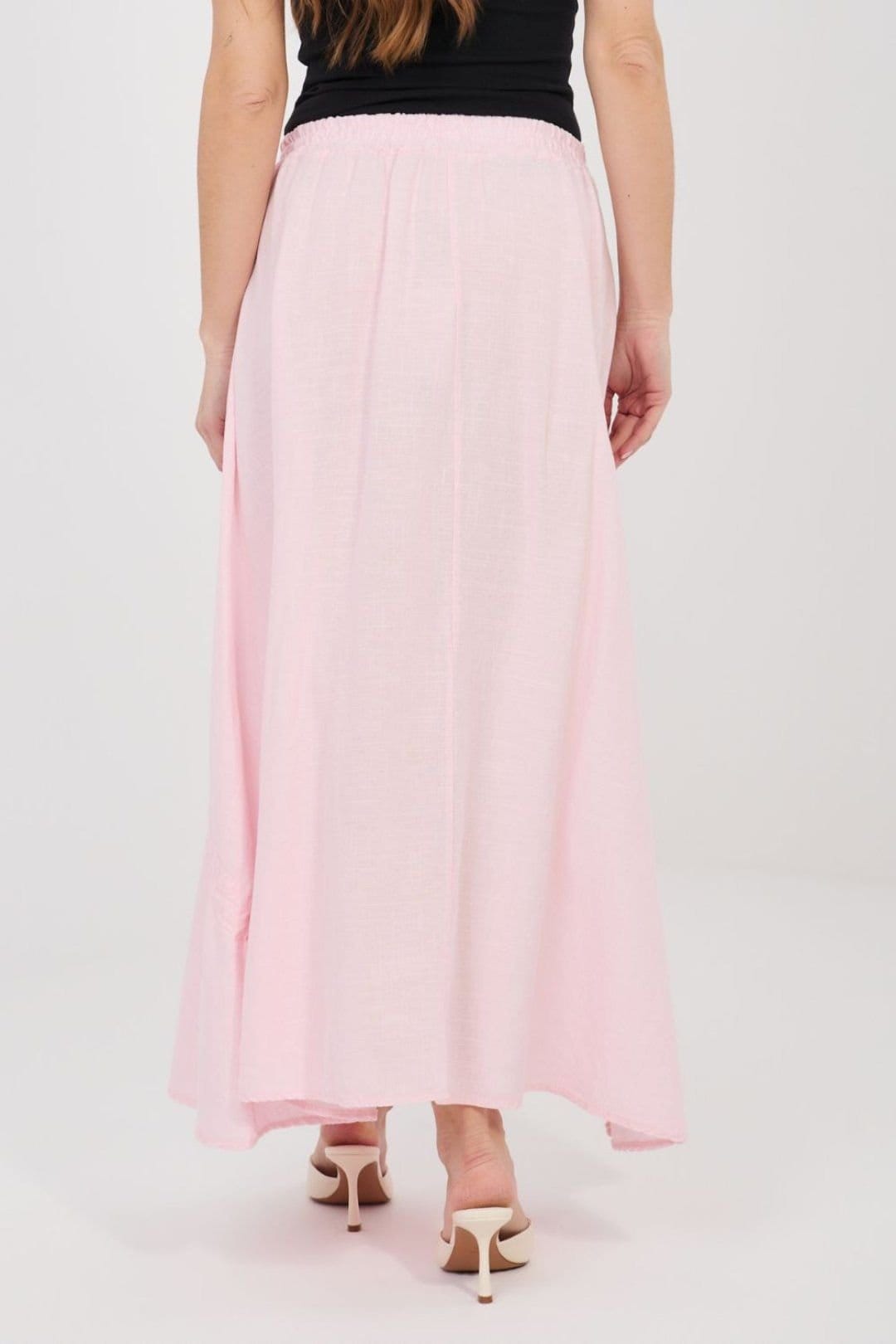 Love Lace Love Lace Women's Long Casual Elastic Waist Front Tie Skirt in Pink - 4