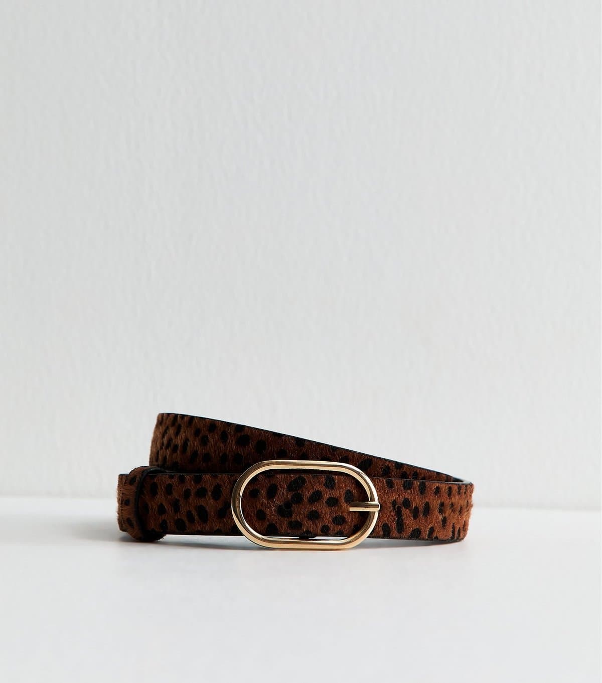 New Look Brown Cheetah Pattern Skinny Belt New Look