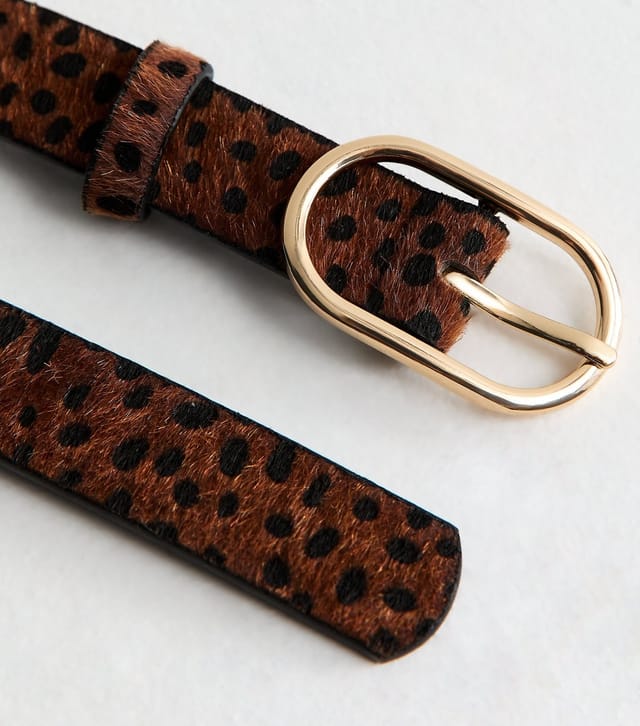 New Look Brown Cheetah Pattern Skinny Belt New Look - 3