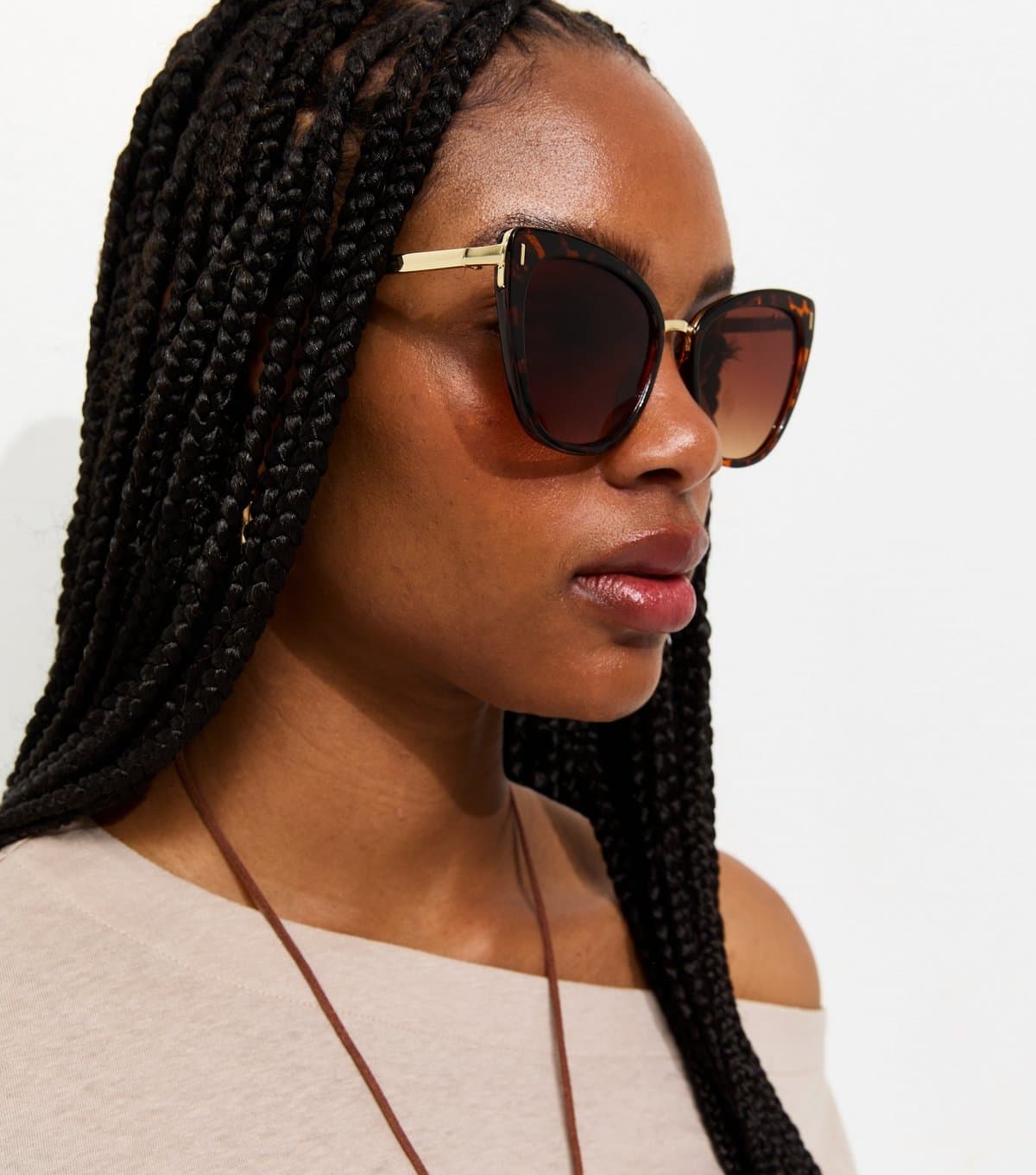 New Look Brown Tortoiseshell Effect Cateye Sunglasses New Look
