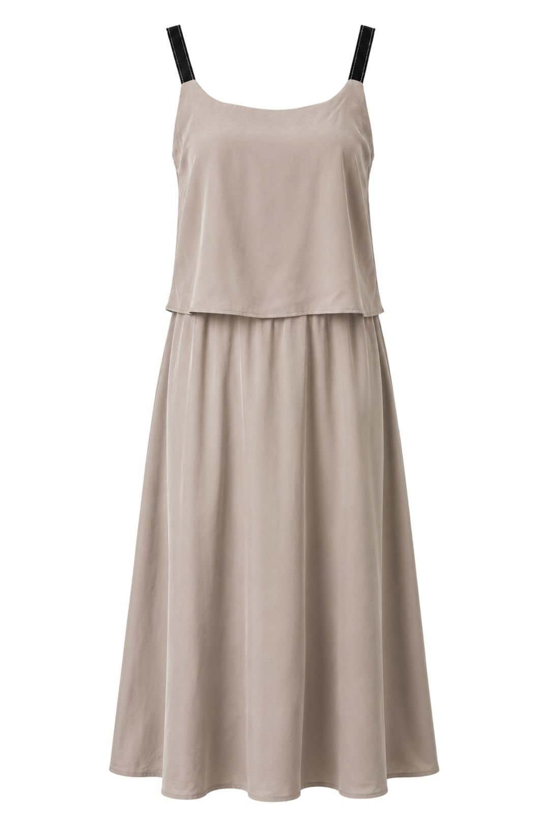 MixRay MixRay Women's Sleeveless A-line Maxi Dress With Square Neckline in Stone