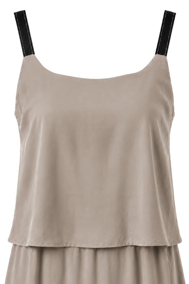 MixRay MixRay Women's Sleeveless A-line Maxi Dress With Square Neckline in Stone - 2