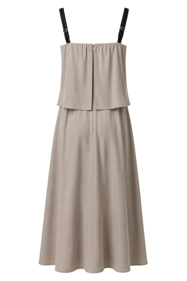 MixRay MixRay Women's Sleeveless A-line Maxi Dress With Square Neckline in Stone - 3