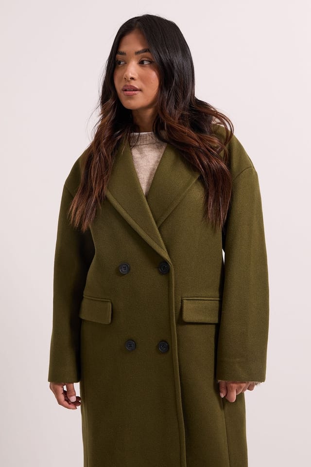 Dorothy Perkins Dorothy Perkins Women's Petite Relaxed Buttoned Midi Coat in Khaki - 2