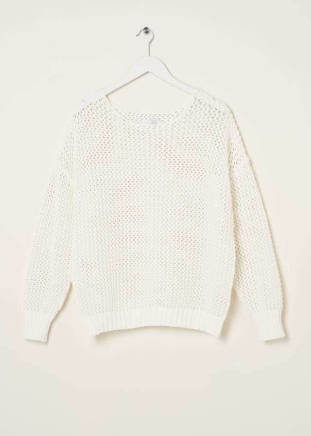 Truly Truly Women's Mesh Knit Jumper in White - 3