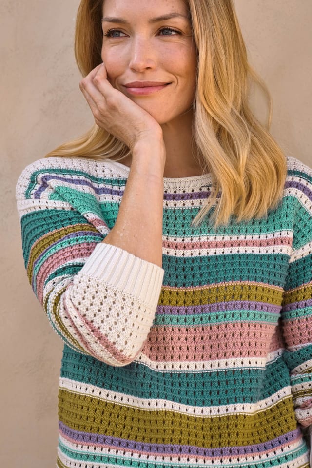 WoolOvers WoolOvers Women's Popcorn YARN JUMPER in Blue - 2