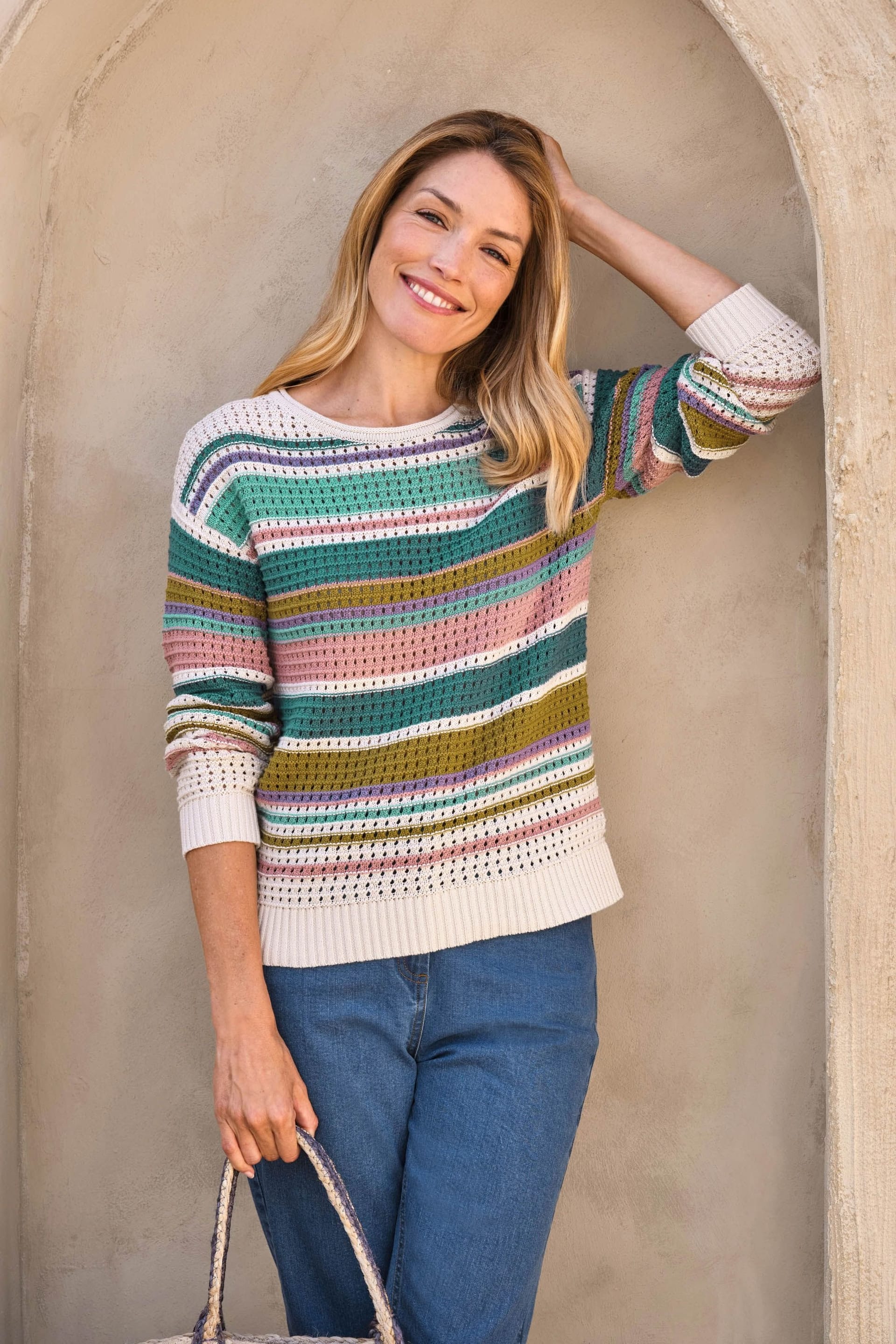 WoolOvers WoolOvers Women's Popcorn YARN JUMPER in Blue - 4