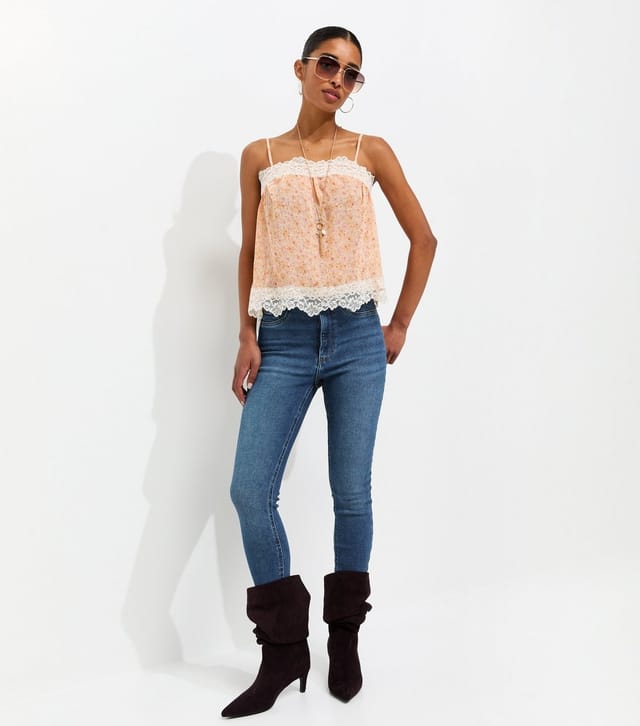 New Look Women's Blue Hallie Disco Frayed Hem Super Skinny Jeans New Look - 2