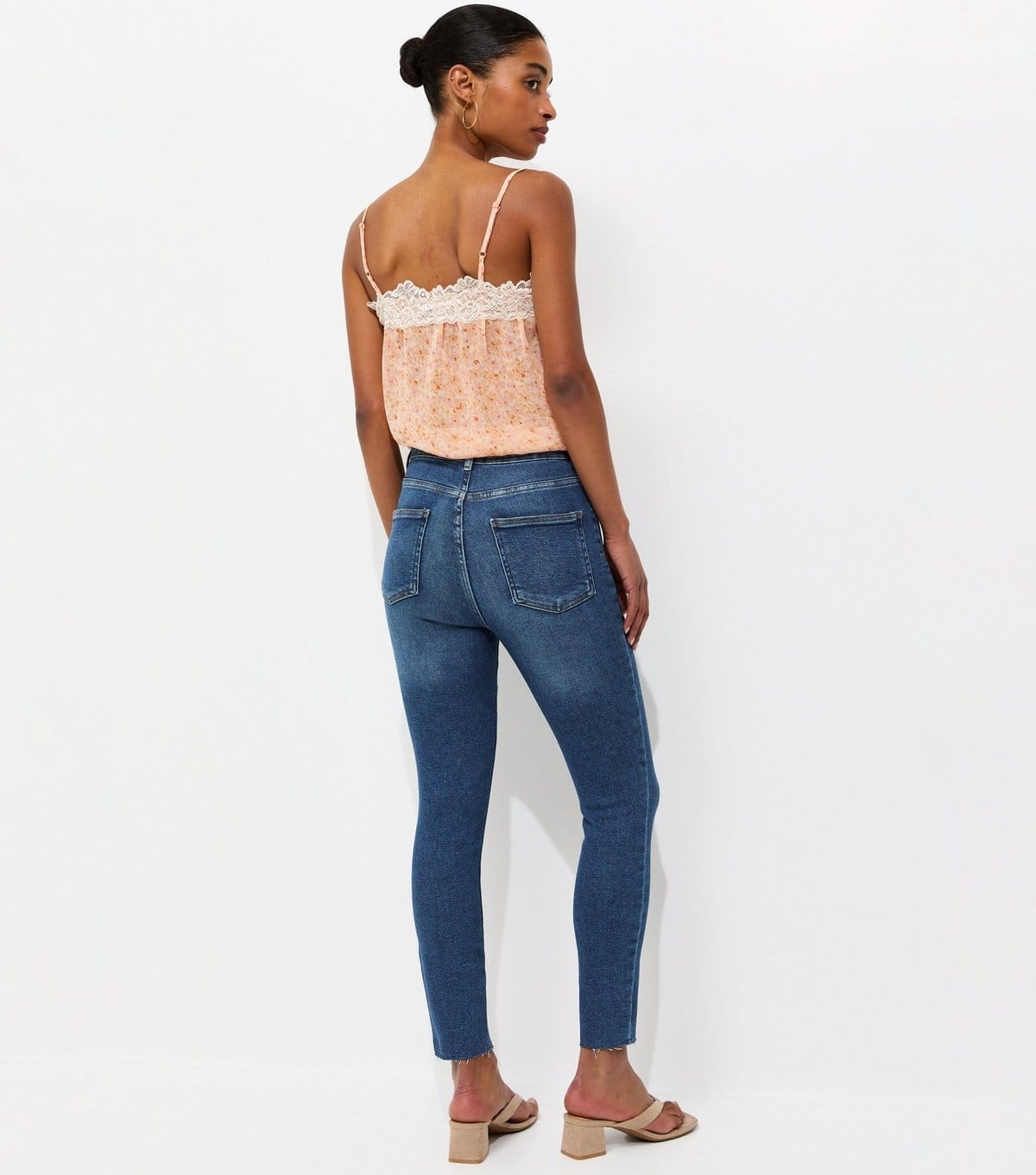 New Look Women's Blue Hallie Disco Frayed Hem Super Skinny Jeans New Look - 4