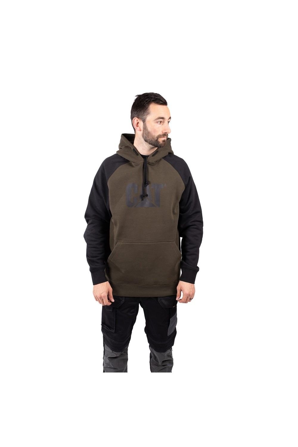 Caterpillar Caterpillar Men's Raglan Hooded Sweatshirt in Green - 2