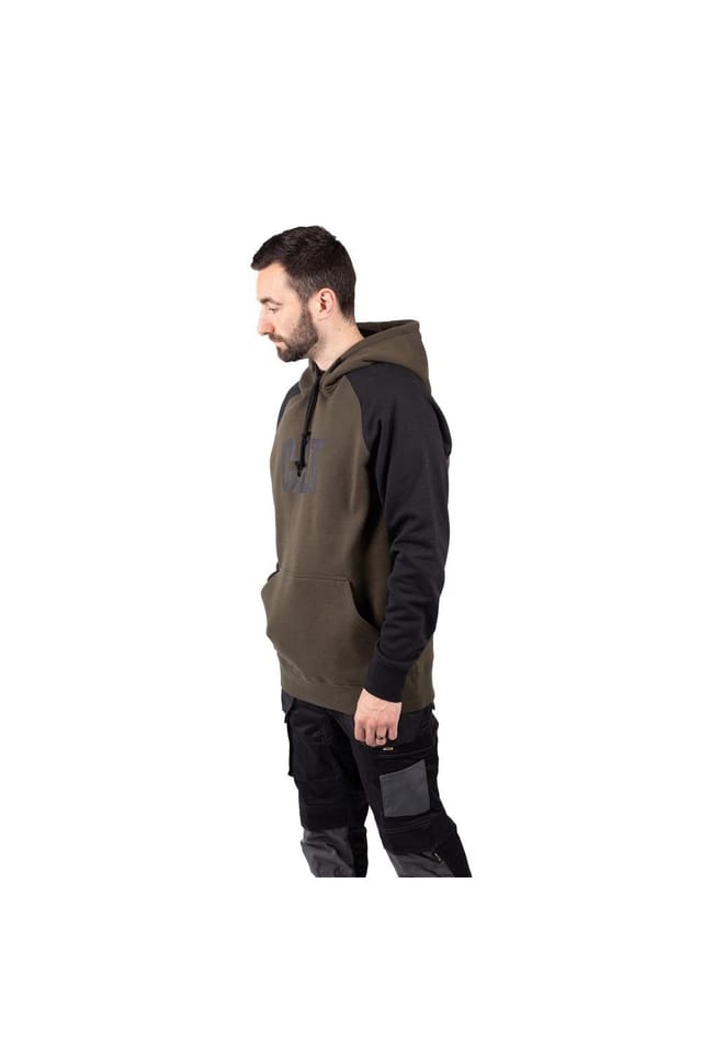 Caterpillar Caterpillar Men's Raglan Hooded Sweatshirt in Green - 3