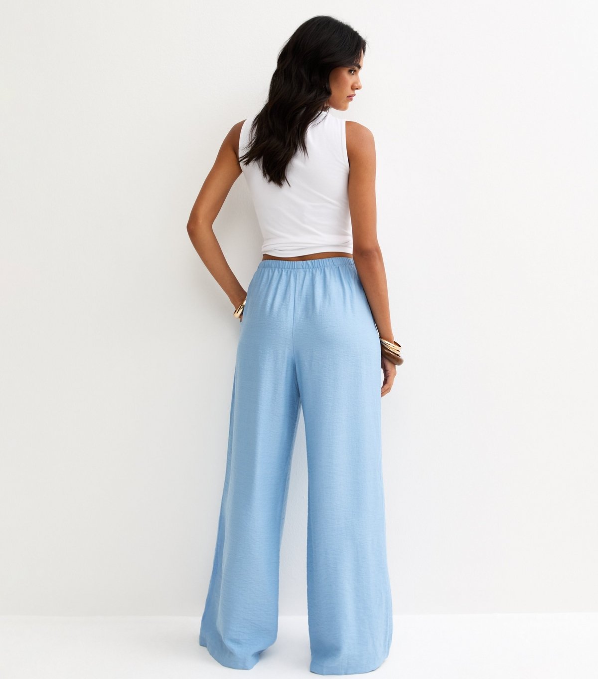 New Look Women's Light Blue Drawstring Wide Leg Trousers New Look - 4