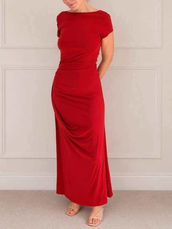 ASOS Design ASOS Design/Red Backless Jersey Maxi Dress/Ruched Waist/Size 12