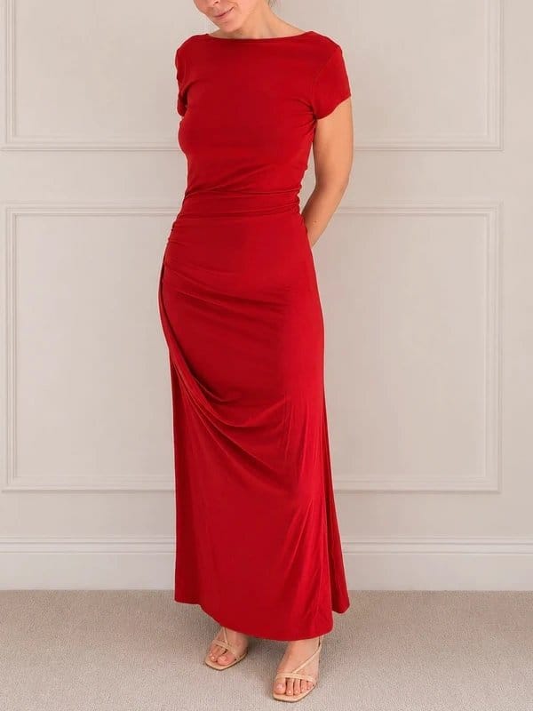ASOS Design ASOS Design/Red Backless Jersey Maxi Dress/Ruched Waist/Size 12 - 1