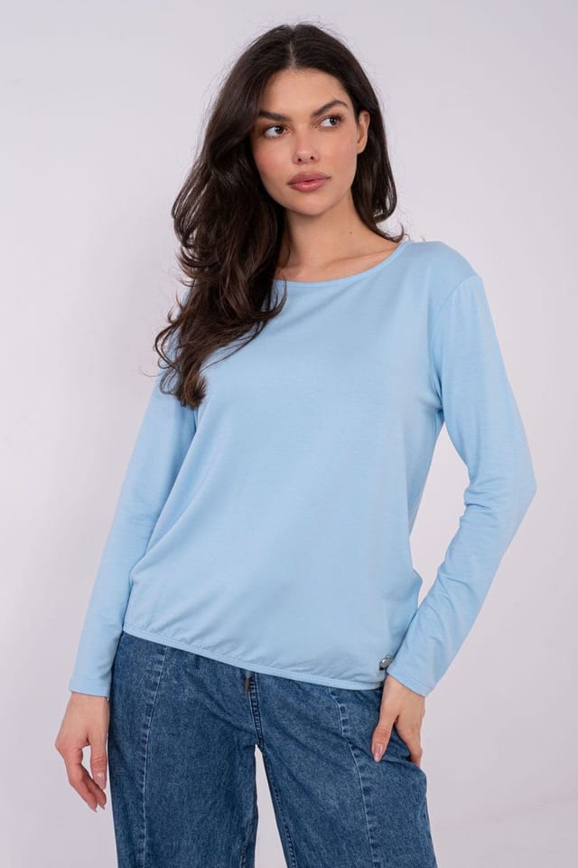 Love Lace Love Lace Women's Everyday Round Neck Micro Modal Blouse in Blue - 2