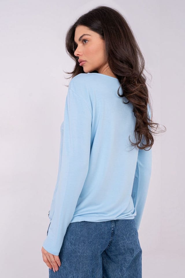 Love Lace Love Lace Women's Everyday Round Neck Micro Modal Blouse in Blue - 3