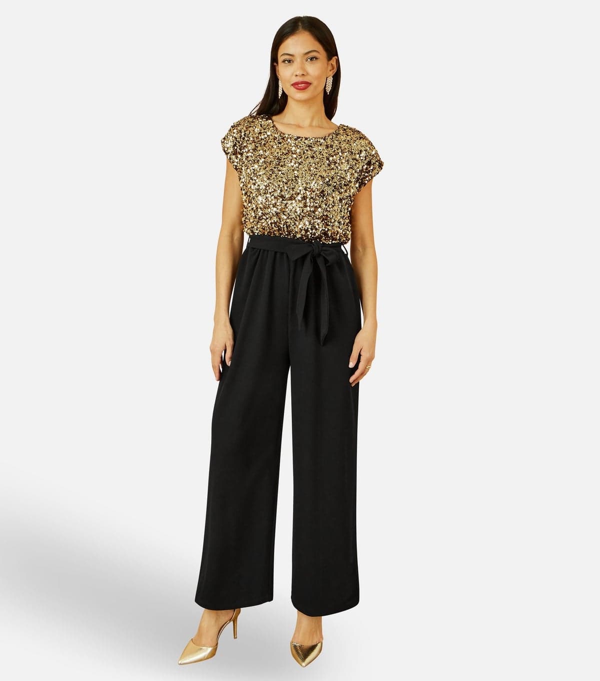 Yumi Women's Gold 2 in 1 Jumpsuit Yumi New Look