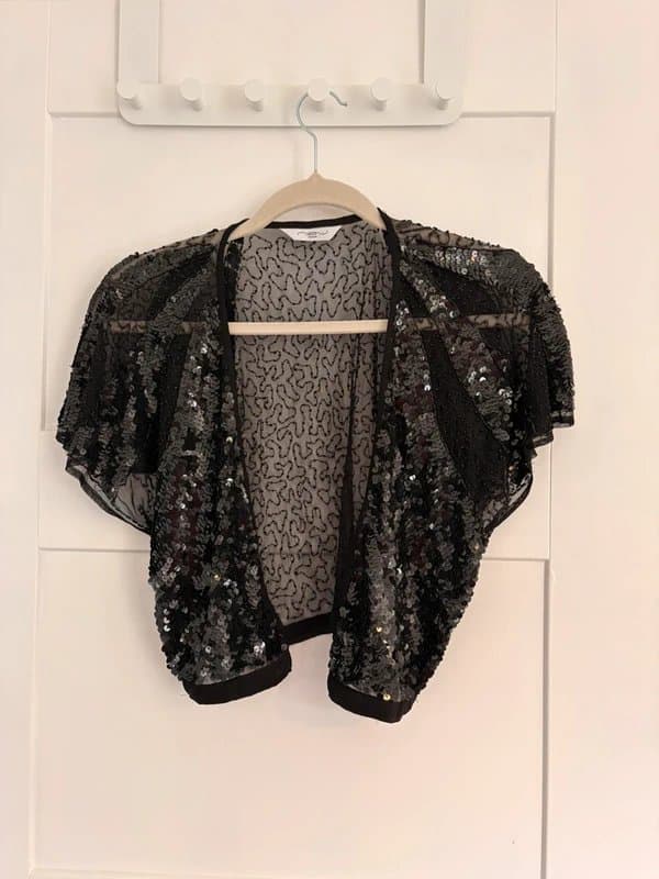 New Look Sequinned Mesh y2k vintage batwing bolero