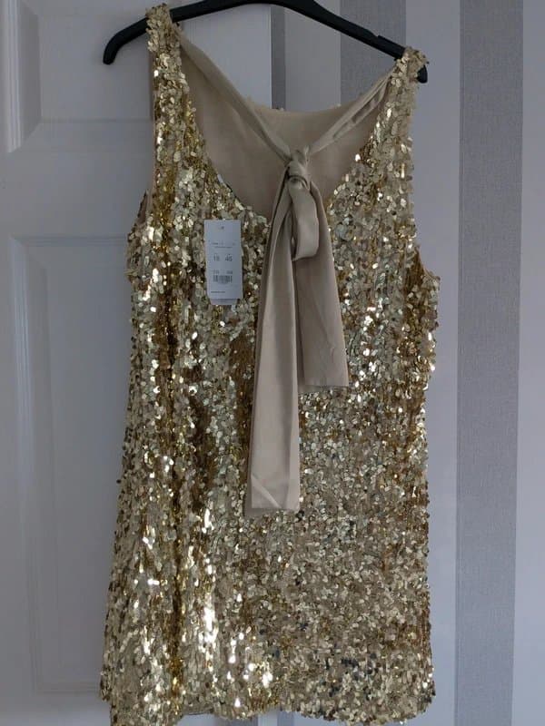 New Look Embellished sequinned dress. gold