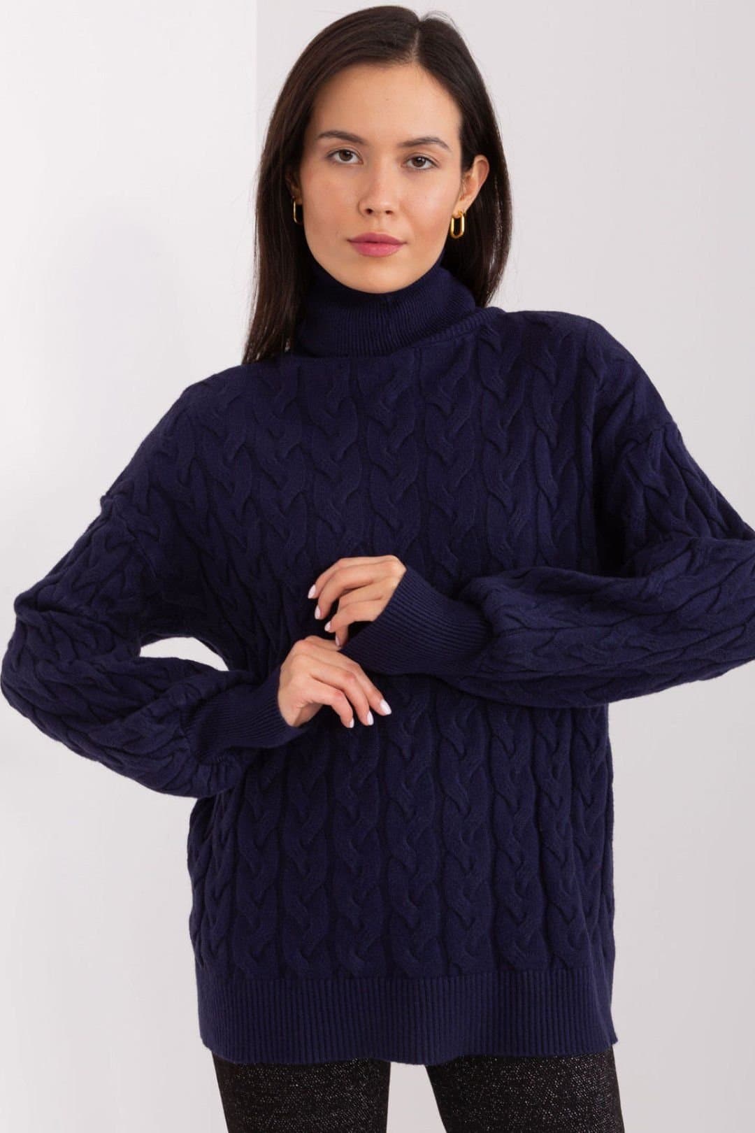 Love Lace Love Lace Women's Variegated Plaid Turtleneck Long Sleeve Sweater Style 188308 in Blue
