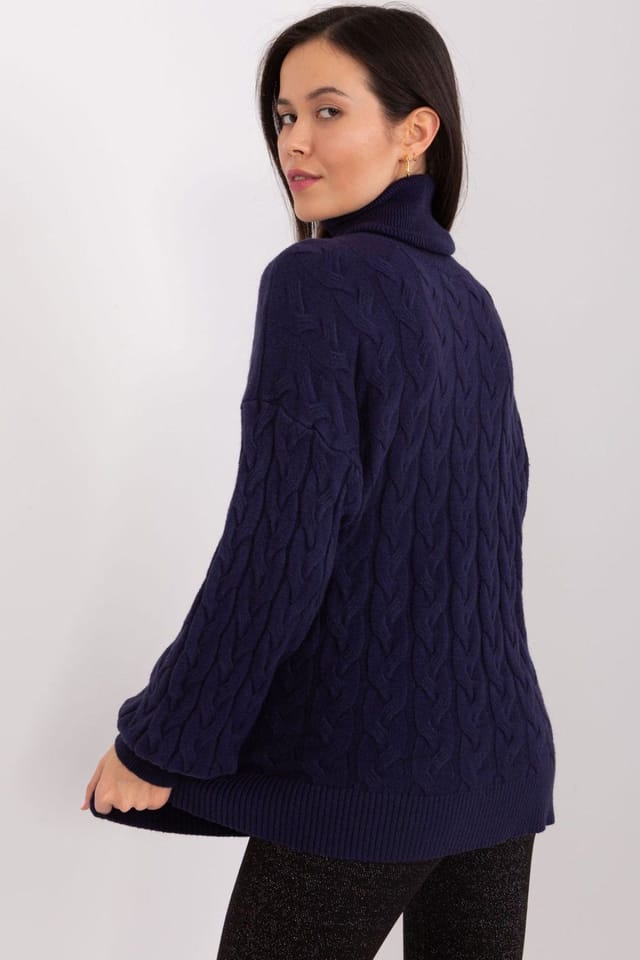 Love Lace Love Lace Women's Variegated Plaid Turtleneck Long Sleeve Sweater Style 188308 in Blue - 3