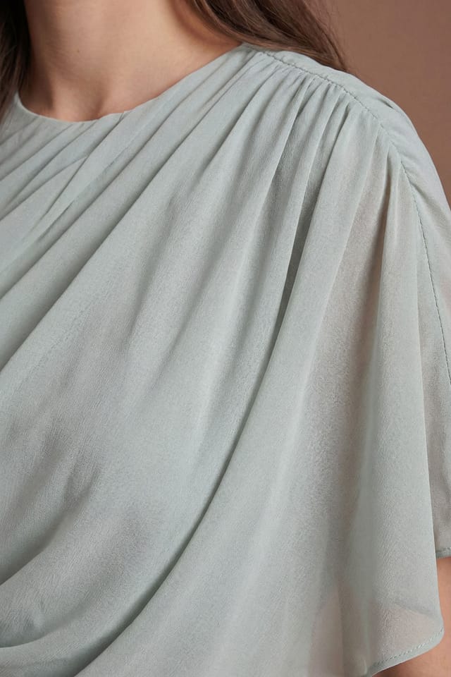 Coast Coast Women's Twist Cape Sleeve Contour Collective Bridesmaid Dress in Sage - 2