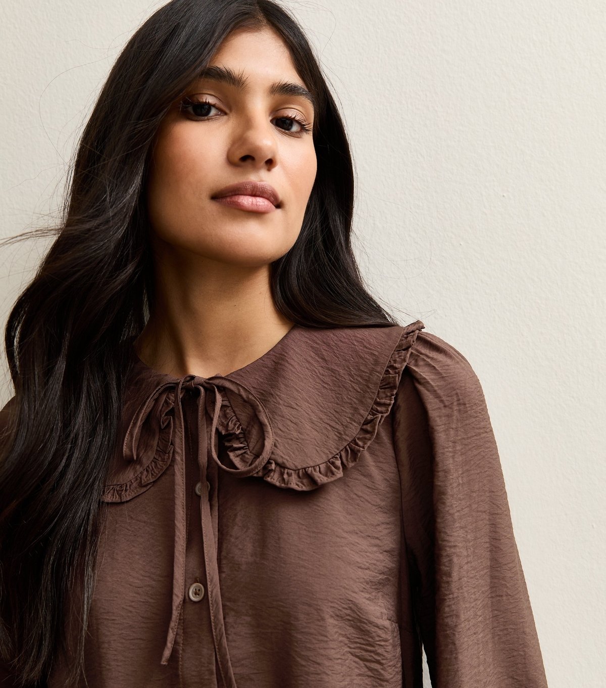 New Look Women's Brown Oversized Collar Mini Smock Dress New Look - 3