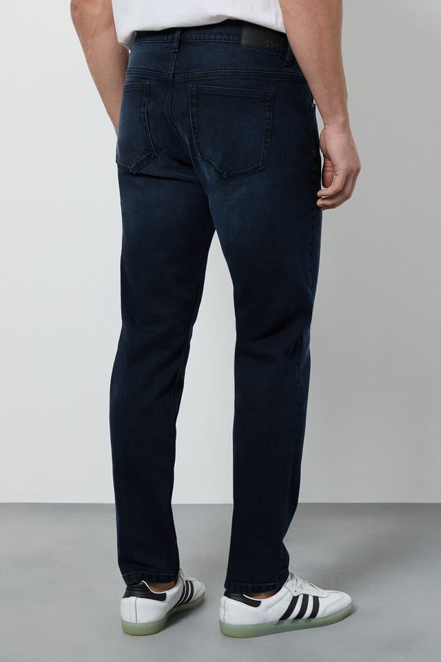 Burton Burton Men's Blue Black Mid Wash Stretch Slim Fit Jean in Mid Blue - 3