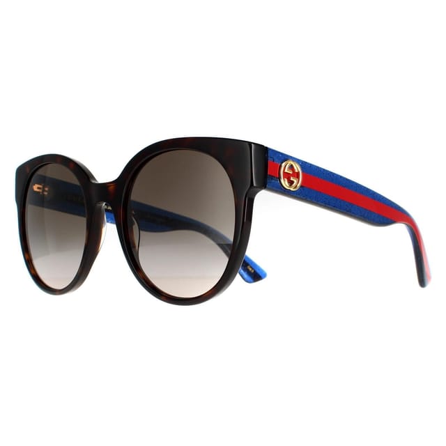 Gucci Gucci Women's Cat Eye Havana with Blue & Red Brown Gradient GG0035SN Sunglasses - 2